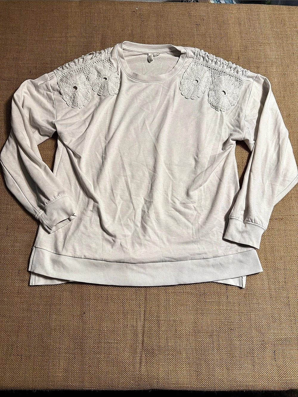 Cato Embroidered Long Sleeve Top in White Large